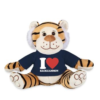 J’adore le backgammon | Jeu de société | Don - Peluche Tigre - bleu marine - Devant
