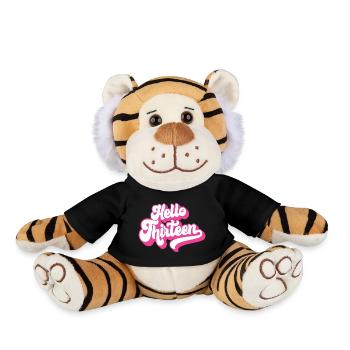 Geschenk zum 13. Geburtstag, Hallo Dreizehn, 13 Jahre - Plüschtiger - Schwarz - Vorne