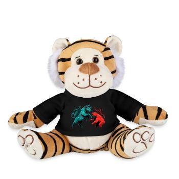 Bulls vs Bears Stock Market Fight Stocks Gift - Plush Tiger - black - Front
