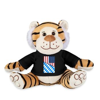 USA Bavaria Bavarian Flag Dual Citizen American - Plush Tiger - black - Front