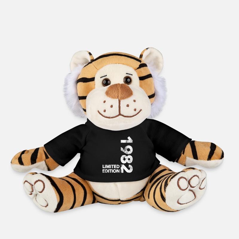 1982 Born Limited Edition Gift T-shirt - Plush Tiger - black