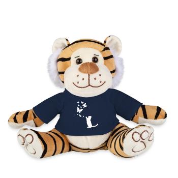 Chat avec papillons Amoureux des chats Catbe - Peluche Tigre - bleu marine - Devant