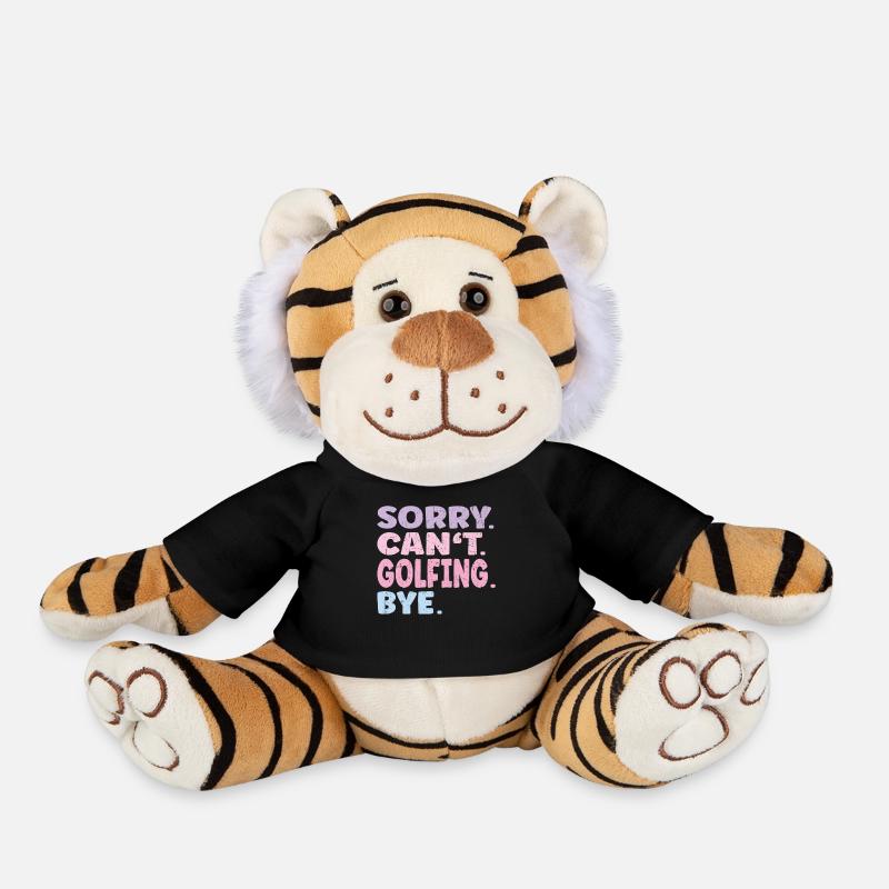 Sorry Can't Golfing Bye Funny Golfing - Plush Tiger - black