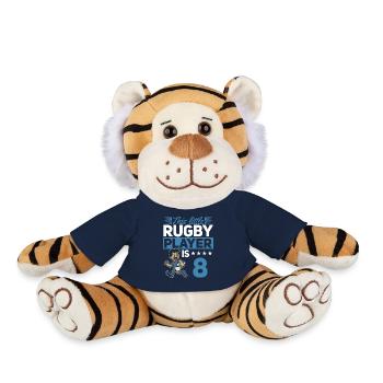 8e anniversaire enfant joueur de rugby - Peluche Tigre - bleu marine - Devant