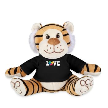 Autism Awareness Day Autistic Gift - Plush Tiger - black - Front