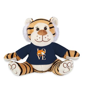 Love Cat orange - pour fond sombre - Peluche Tigre - bleu marine - Devant