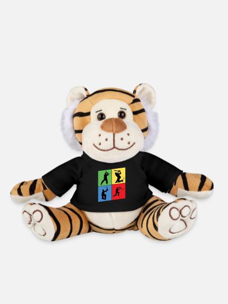 Cricket Cricketer Batsman Sport Vintage - Plush Tiger - black