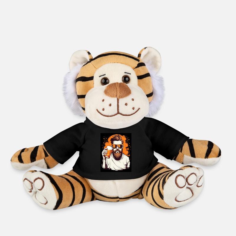Beer lover with a beard - Plush Tiger - black