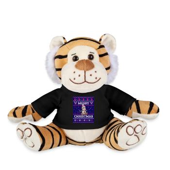 Un pingouin jouant au paintball dit Joyeux Noël - Peluche Tigre - noir - Devant