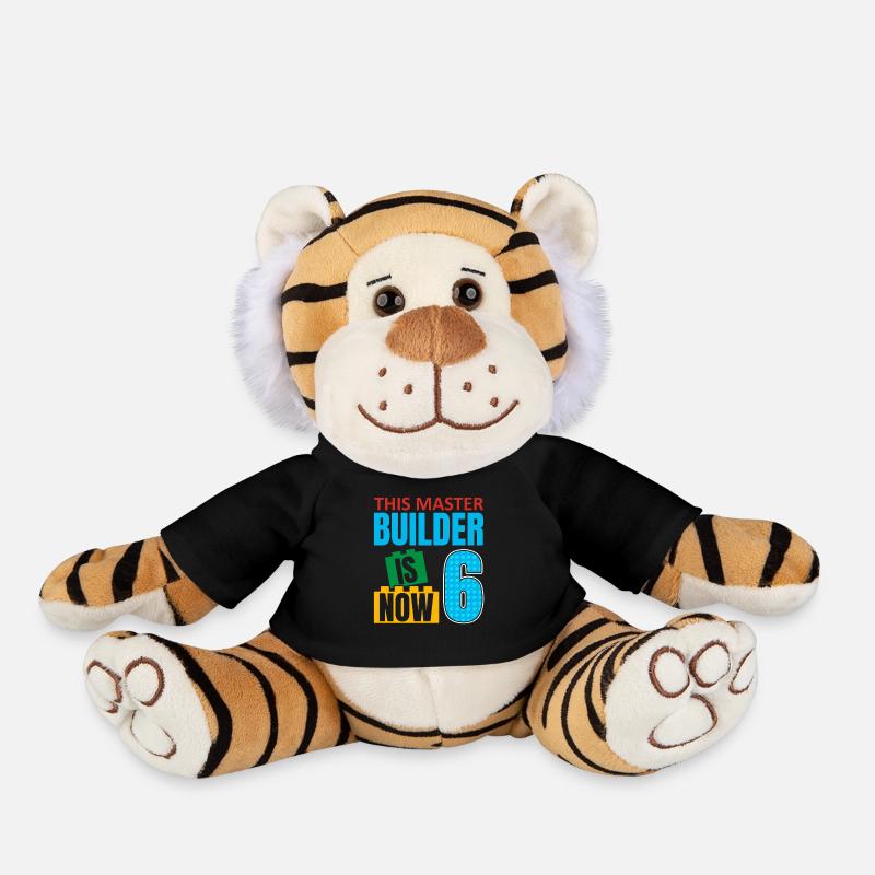 This builder is now 6, Toy Blocks 6. - Plush Tiger - black
