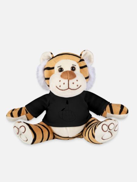 Middle finger - love - hand - love - Plush Tiger - black