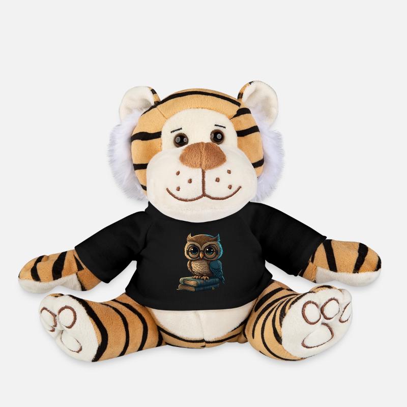Eule und Bücher - Plüschtiger - Schwarz