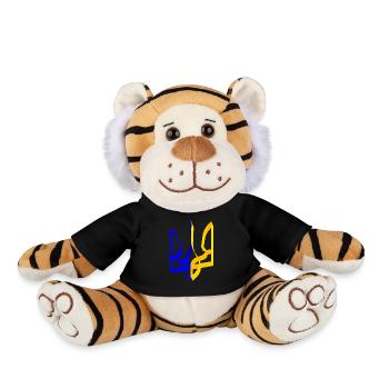 Ukraine Wappen Dreizack Gerfalke Trident Band V2 - Plüschtiger - Schwarz - Vorne