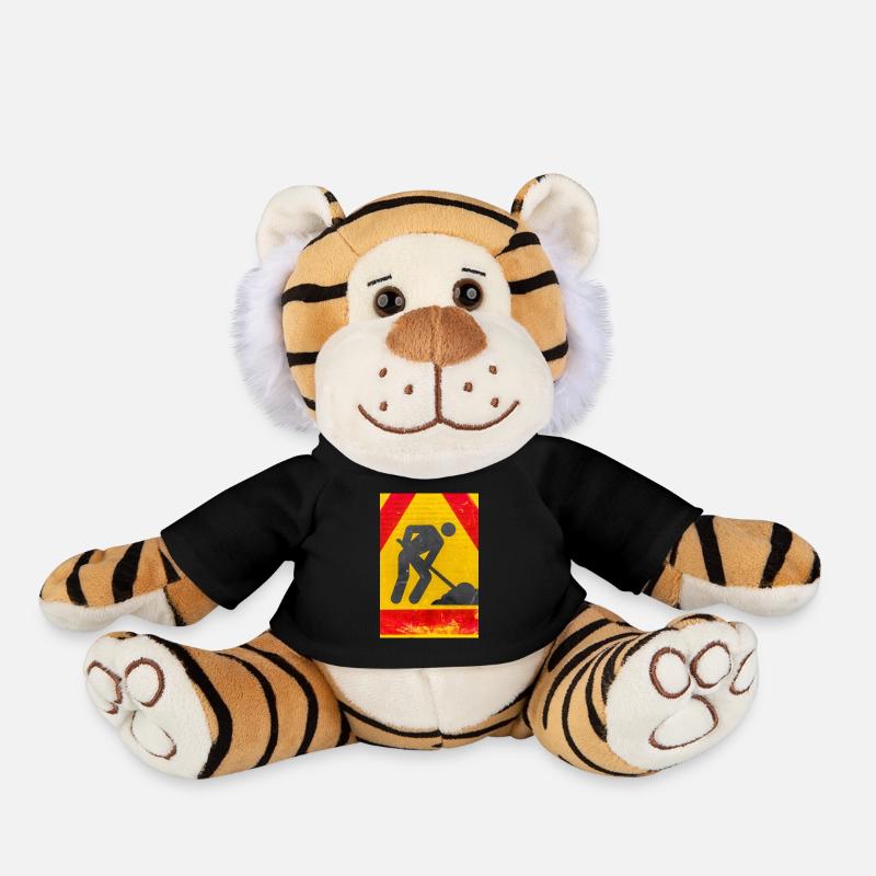 Workman road sign - Plush Tiger - black