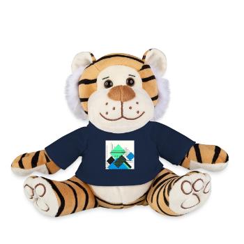 Pastel abstrait rectangles - Peluche Tigre - bleu marine - Devant