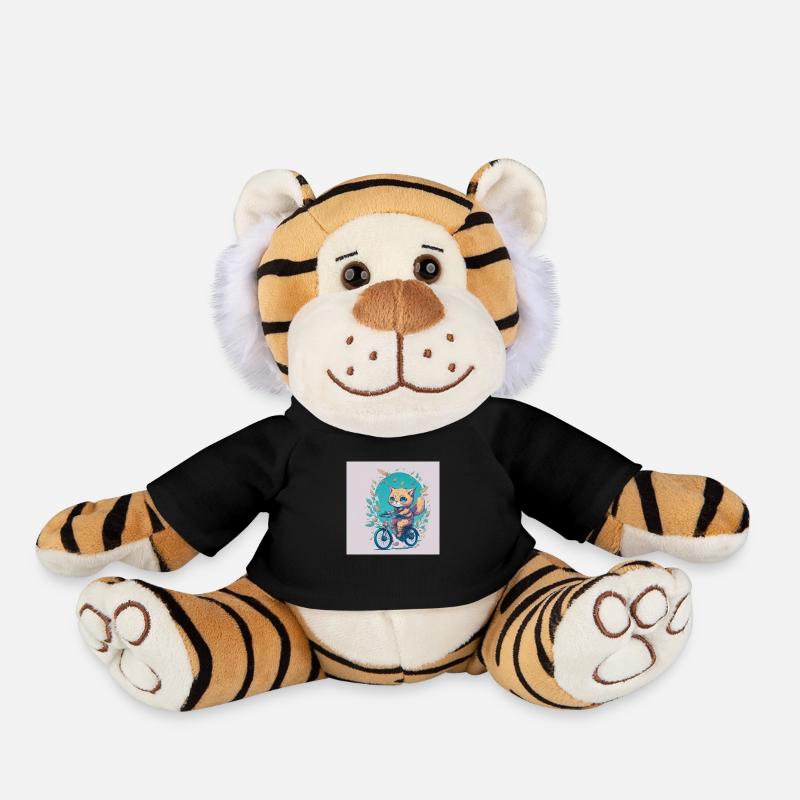 Chat à vélo - Peluche Tigre - noir