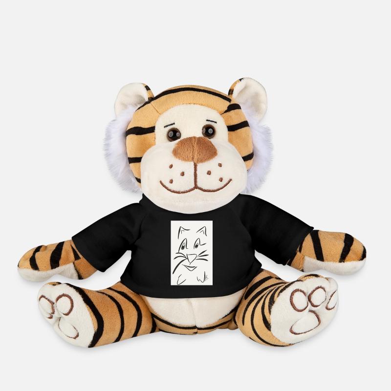 Conception de visage de chat mignon - Peluche Tigre - noir