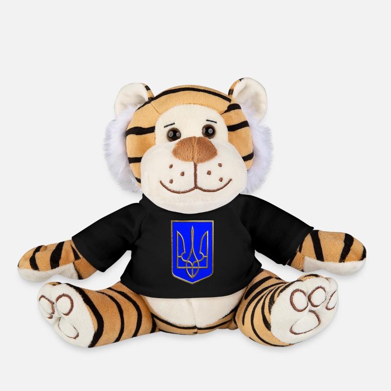 Ukraine Wappen Schild Trident Dreizack Goldlook 3 - Plüschtiger - Schwarz
