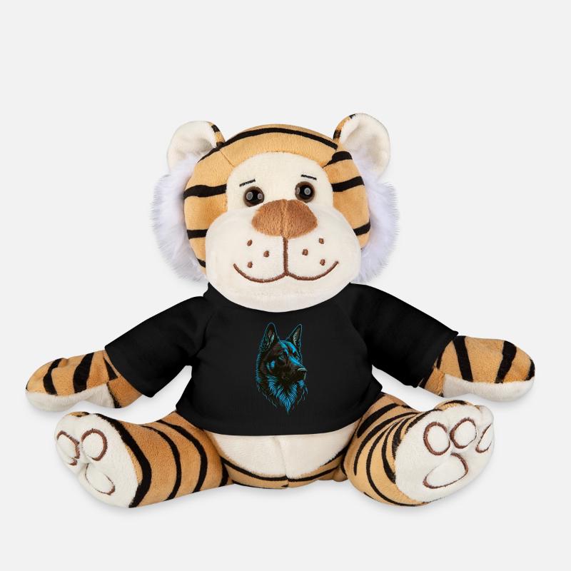 German Shepherd Head Blue - Plush Tiger - black