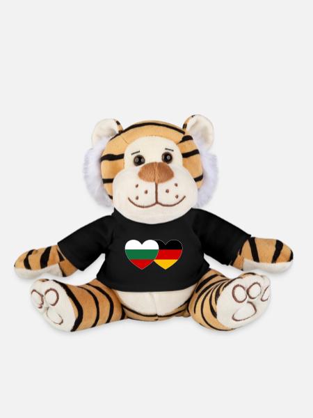 Bulgarien Deutschland Flagge Herz - Plüschtiger - Schwarz