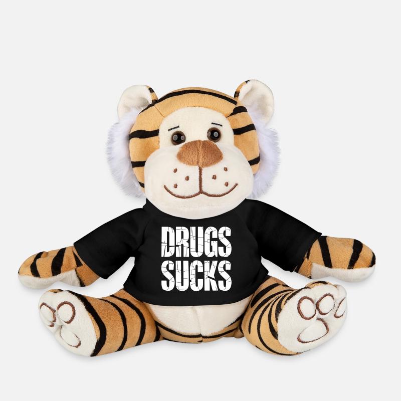 Großschrift AntiDrogen Slogan - Plüschtiger - Schwarz