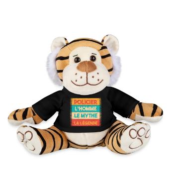 Policier, L'homme, Le mythe, cadeau policier. - Peluche Tigre - noir - Devant