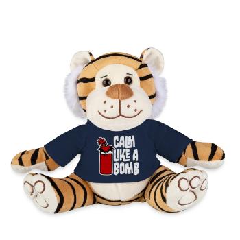 Calme comme une bombe Paradoxe Ironie Humour Blague explosive - Peluche Tigre - bleu marine - Devant