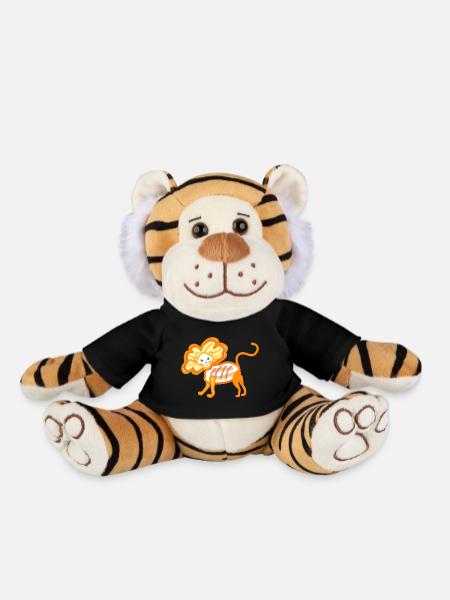 Lion blanc, peinture abstraite - Peluche Tigre - noir