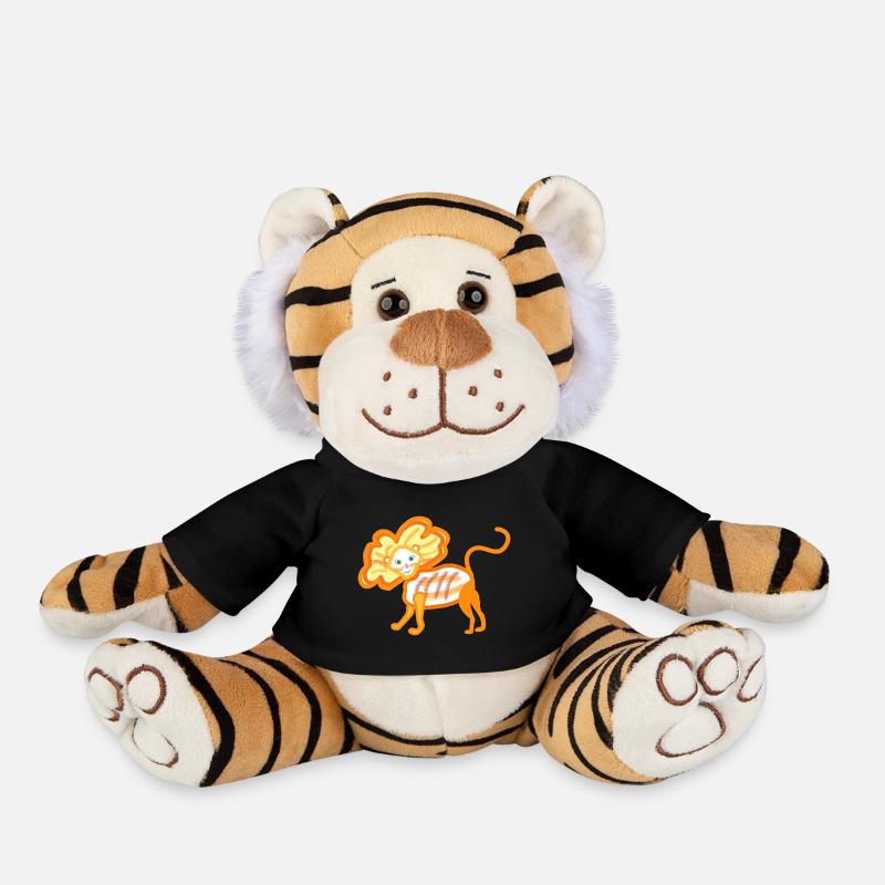 Lion blanc, peinture abstraite - Peluche Tigre - noir