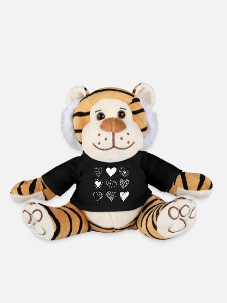 Hand drawn 9 Heart Square - Plush Tiger - black
