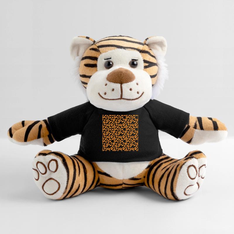 Leopard Pattern Pattern in Orange on Black Plush Tiger