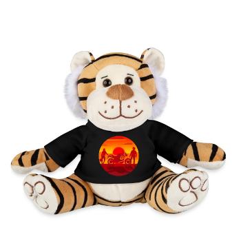 Couple et moto au coucher du soleil - Peluche Tigre - noir - Devant