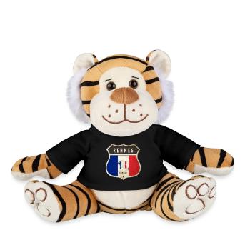 Rennes France Coat of Arms Flags Design - Plush Tiger - black - Front