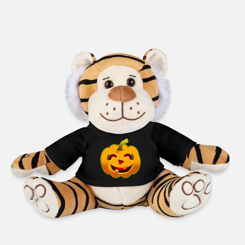 Halloween Pumpkin - Smiling - Plush Tiger - black