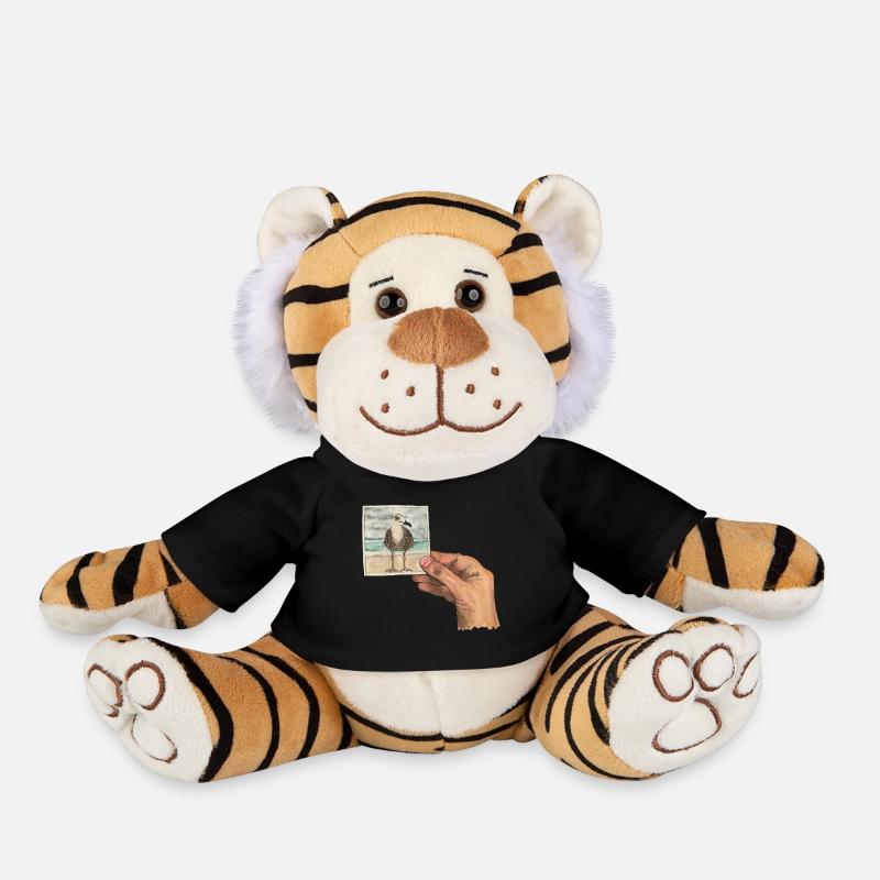 Main avec photo d'une mouette - Peluche Tigre - noir