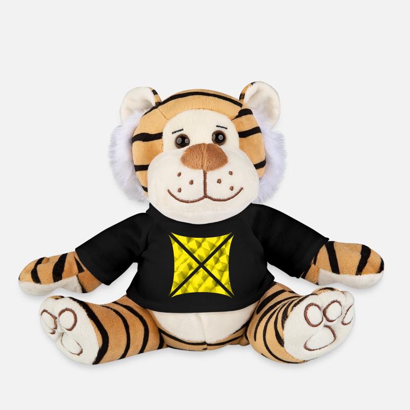 Conception de polygone abstrait jaune - Peluche Tigre - noir