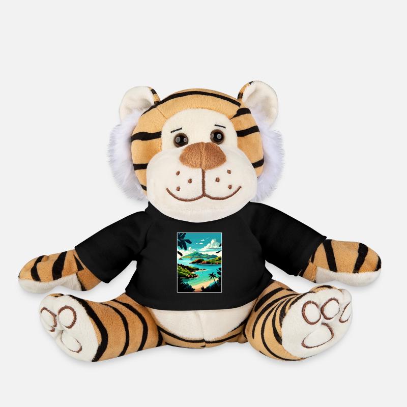 Antigua-et-Barbuda Affiche de voyage dans les Caraïbes - Peluche Tigre - noir
