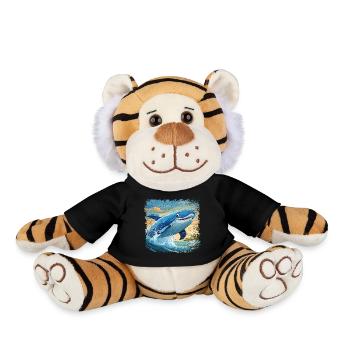 Le rorqual bleu saute hors de l’eau et sourit - Peluche Tigre - noir - Devant