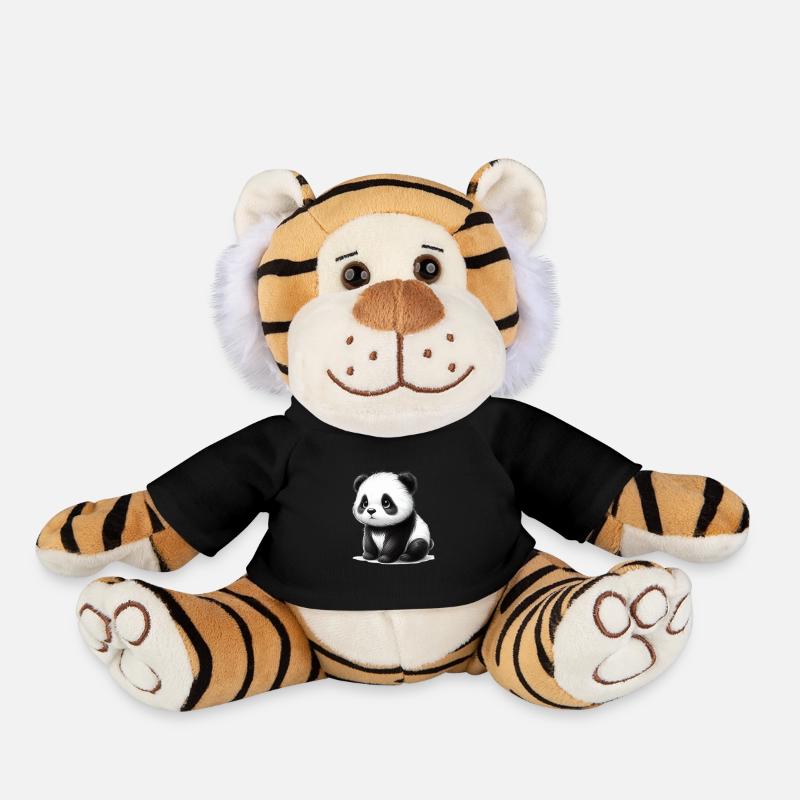 Adorable black and white panda sketch - Plush Tiger - black