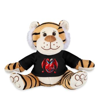Duo d’amour au cœur de dragon - Peluche Tigre - noir - Devant