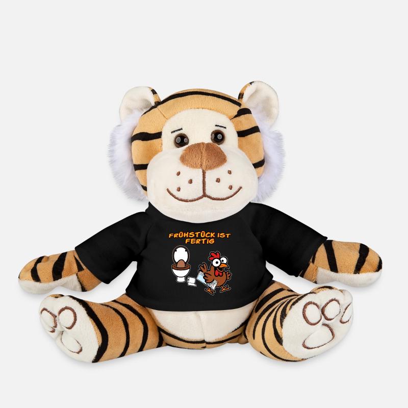 Chicken Makes Breakfast Funny Chickens - Plush Tiger - black