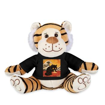 Japan Cat Ramen Noodles Retro Wave Pattern - Plush Tiger - black - Front