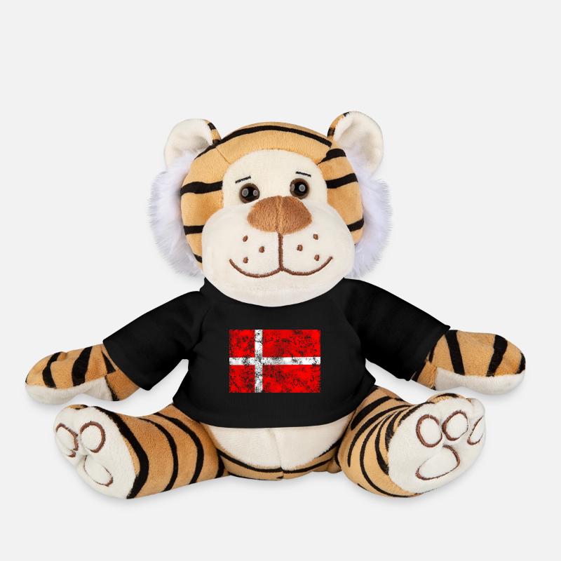 Drapeau du Danemark Vintage - Peluche Tigre - noir