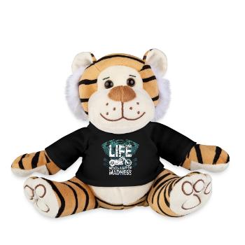Quote Life Needs a Bit of Madness - Moto Biker - Plush Tiger - black - Front