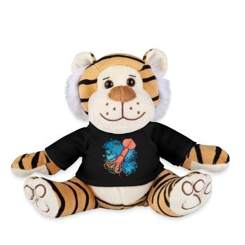 Squid Giant squid on colorful splashes of color - Plush Tiger - black - Front