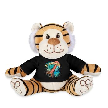 Kalmar giant squid on colorful splashes of color - Plush Tiger - black - Front