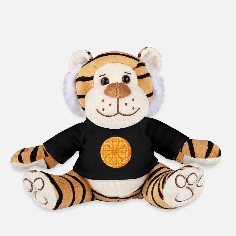 Orange fruit pixelated - Plush Tiger - black