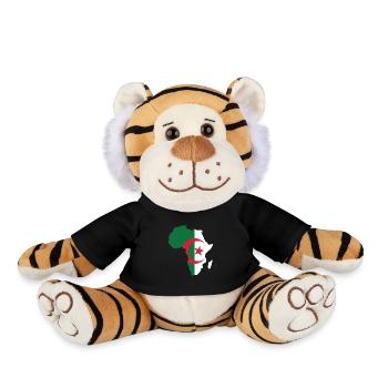Flag of Algeria of love in map of Africa - Plush Tiger - black - Front
