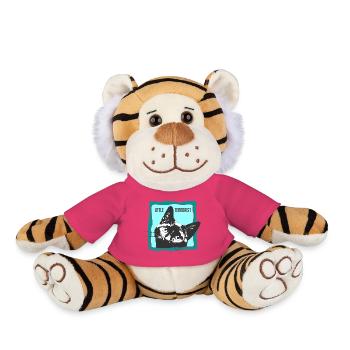 Portrait de chat avec slogans - Peluche Tigre - rose - Devant