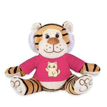 Kawaii Kitten Waving Design - Plush Tiger - pink - Front